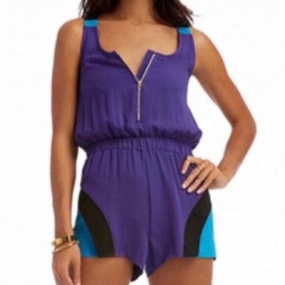 Nicki Minaj Color Block Romper Small Blue Purple - Picture 6 of 14